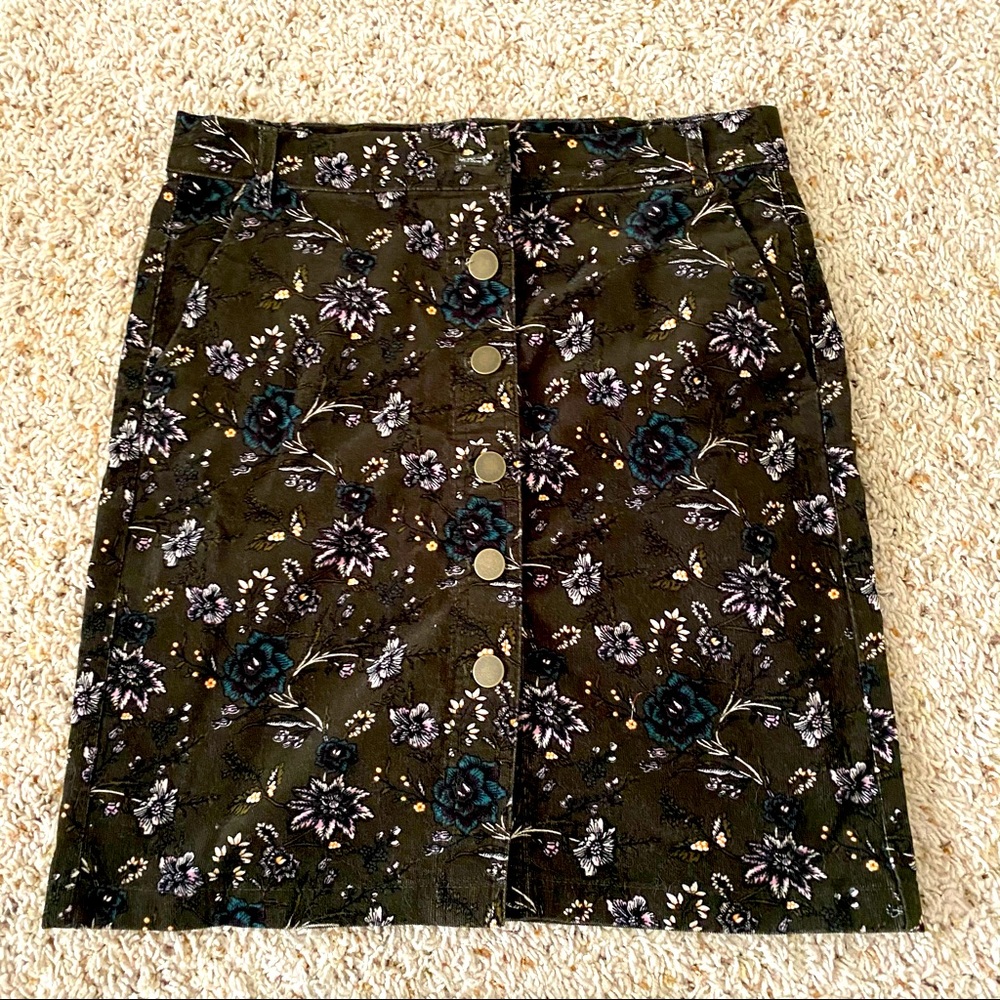 Loft Corduroy Button-Up Skirt